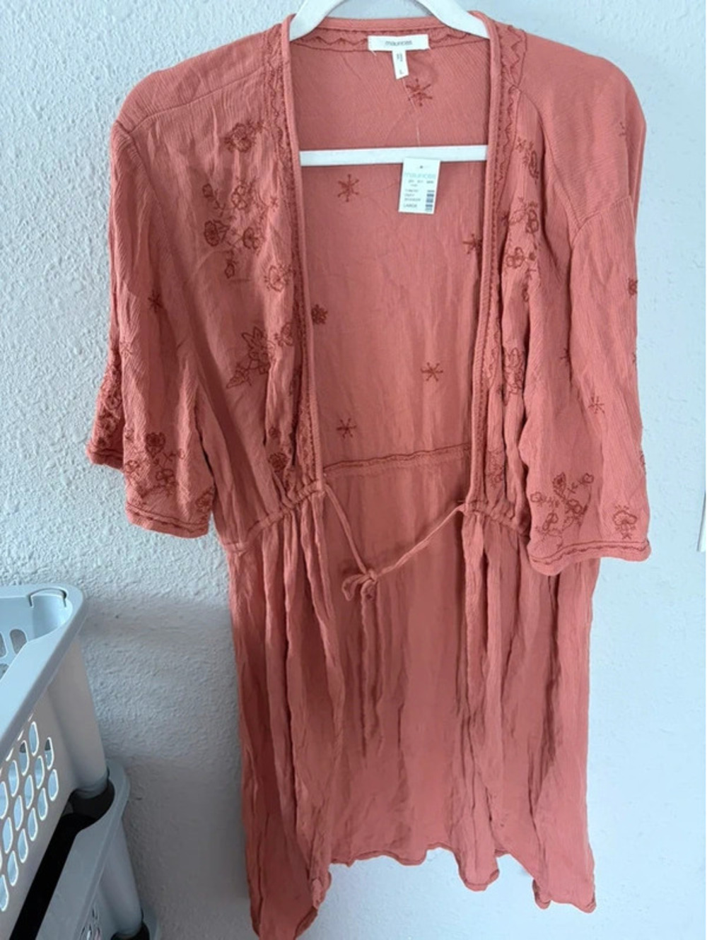 NWT Maurices pink duster cardigan size L